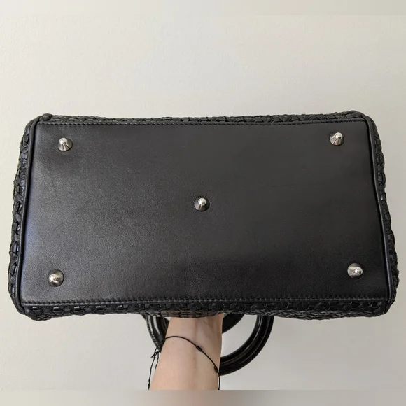 Christian Dior Black Woven Leather Medium Soft Lady Dior Tote Bag - Picture 6 of 16